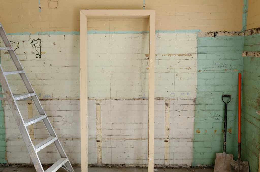 Brown wooden door frame